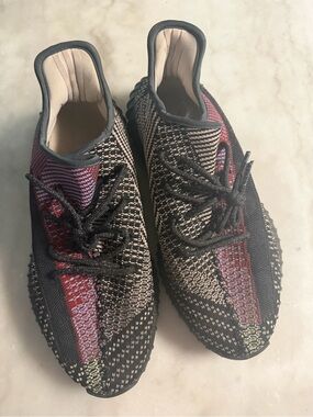 Yeezy Knit Sneakers in Black, Red, Tan